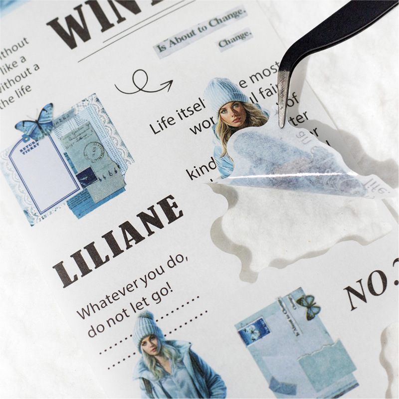 Cinta de troquelado de papel y personajes de palabras Serie de capítulos de revistas Cinta adhesiva de decoración de cuentas de niñas europeas y americanas