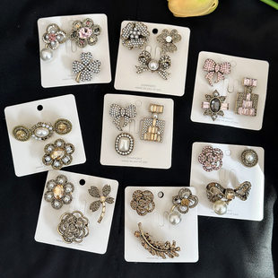 Fashionable brooch, pin, retro set from pearl lapel pin, light luxury style, high-quality style