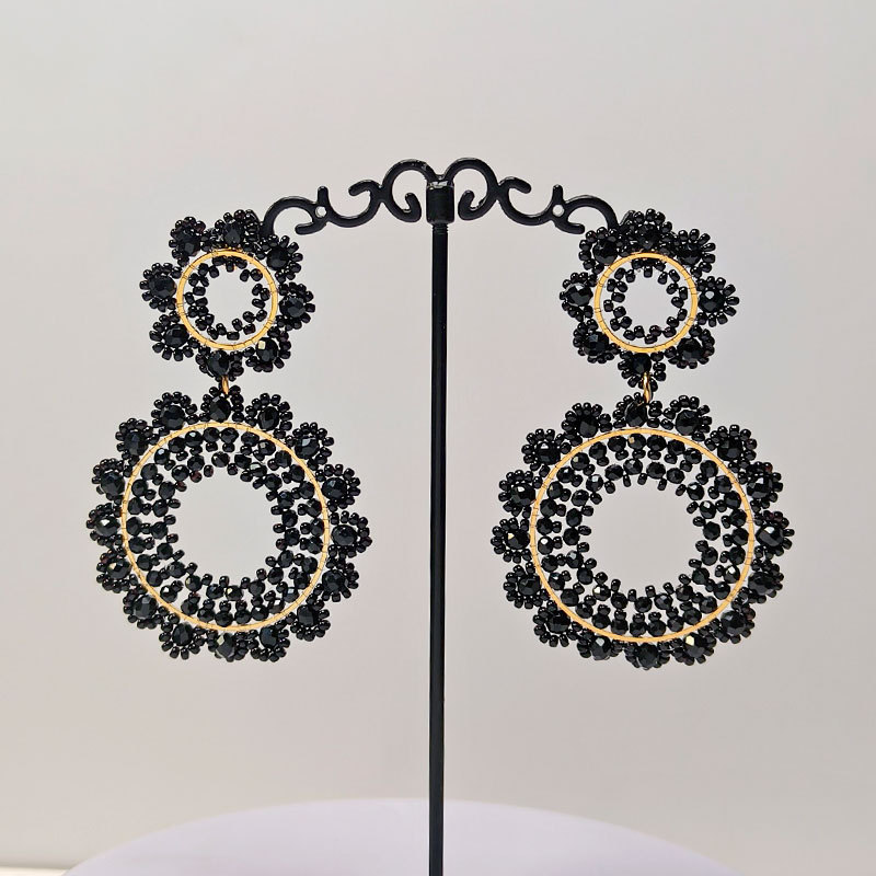 304 Stainless Steel Ear Needle Material Drop Earrings Classification 1 Pair Bohemian Classic Style Geometric Waves Flower Glass Drop Earrings