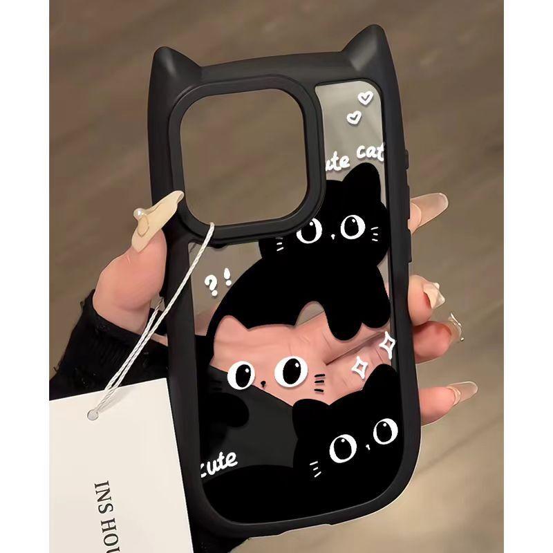 Three-dimensional cat ear shell iPhone16/15promax apple 14/13 cute phone shell 12pro female 14pro