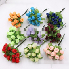 12 ヘッド/バンド造花シルクローズミニブーケ用