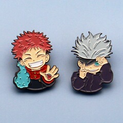 五條悟虎杖悠仁胸針咒術回戰金屬徽章 卡通動漫學生包包配飾批發