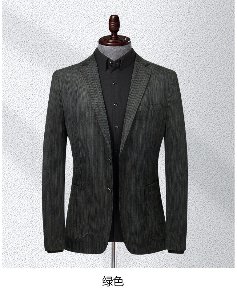 Áo vest nam nhung kẻ chống nhăn không cần là, dáng ôm, cổ vest một hàng hai nút — Màu cà phê, Màu xanh, Màu xanh lá chi tiết 14