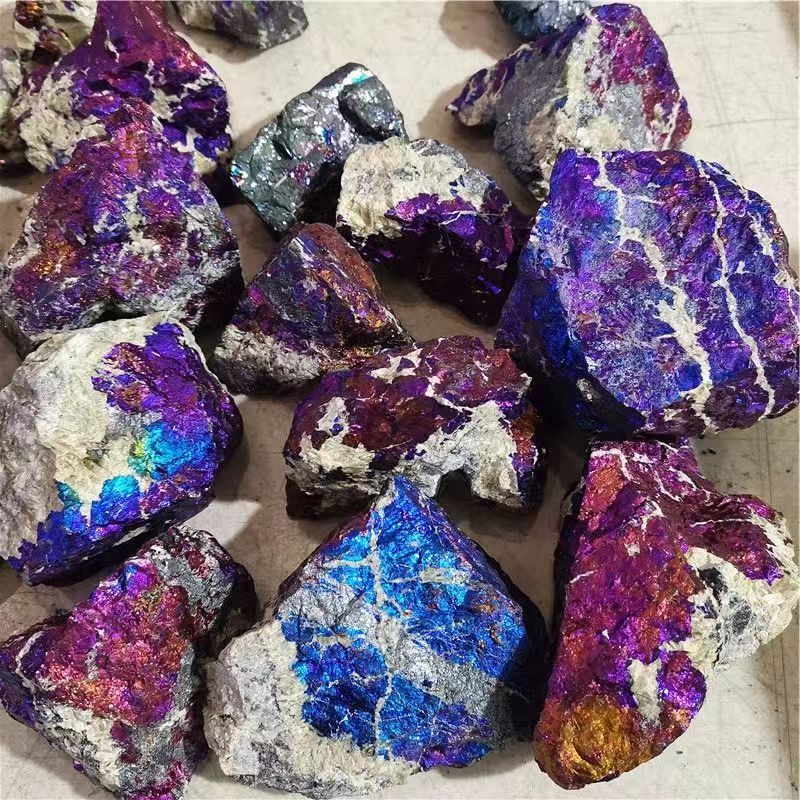 天然水晶原石斑铜矿原石水晶矿物标本摆件原石科普宝石奇石摆件|undefined