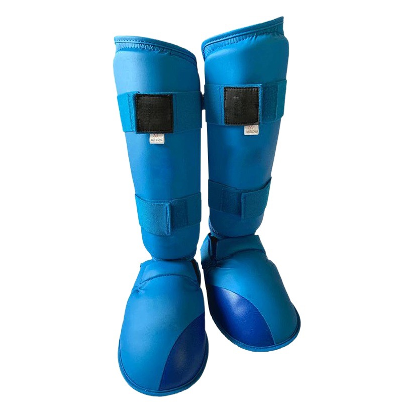 Karate Leg Guards, Over-The-Knee, Extended Length, with Foot Protection, Can Be Printed with Logo, Integrated Foot Guards, Karate Protective Gear, Non-Slip