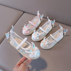 Summer network face girls' embroidered shoes for Hanfu, children's old Beijing cloth shoes, baby ancient costume performance shoes