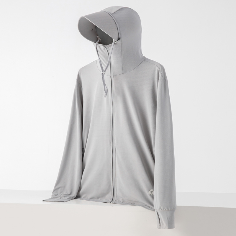 UPF50 + tecnología de protección solar delgada ropa de piel transpirable para hombres y mujeres deportivos al aire libre chaqueta de pareja encapuchada para hombres