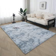 跨境家用长毛客厅地毯耐脏易打理杂色扎染渐变卧室毯满铺飘窗垫