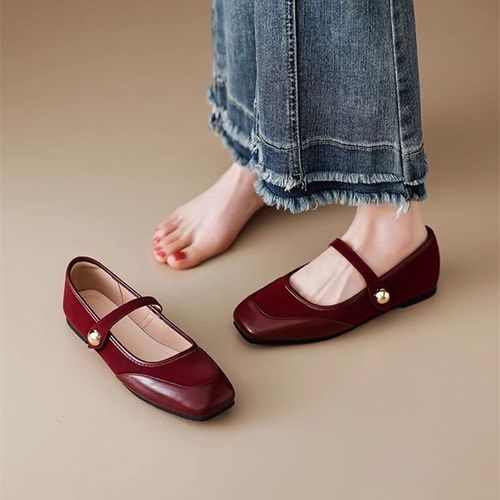 French Mary Jane flat shoes for women, 2025 spring/autumn shoes, temperament red, matches skirts, versatile evening shoes