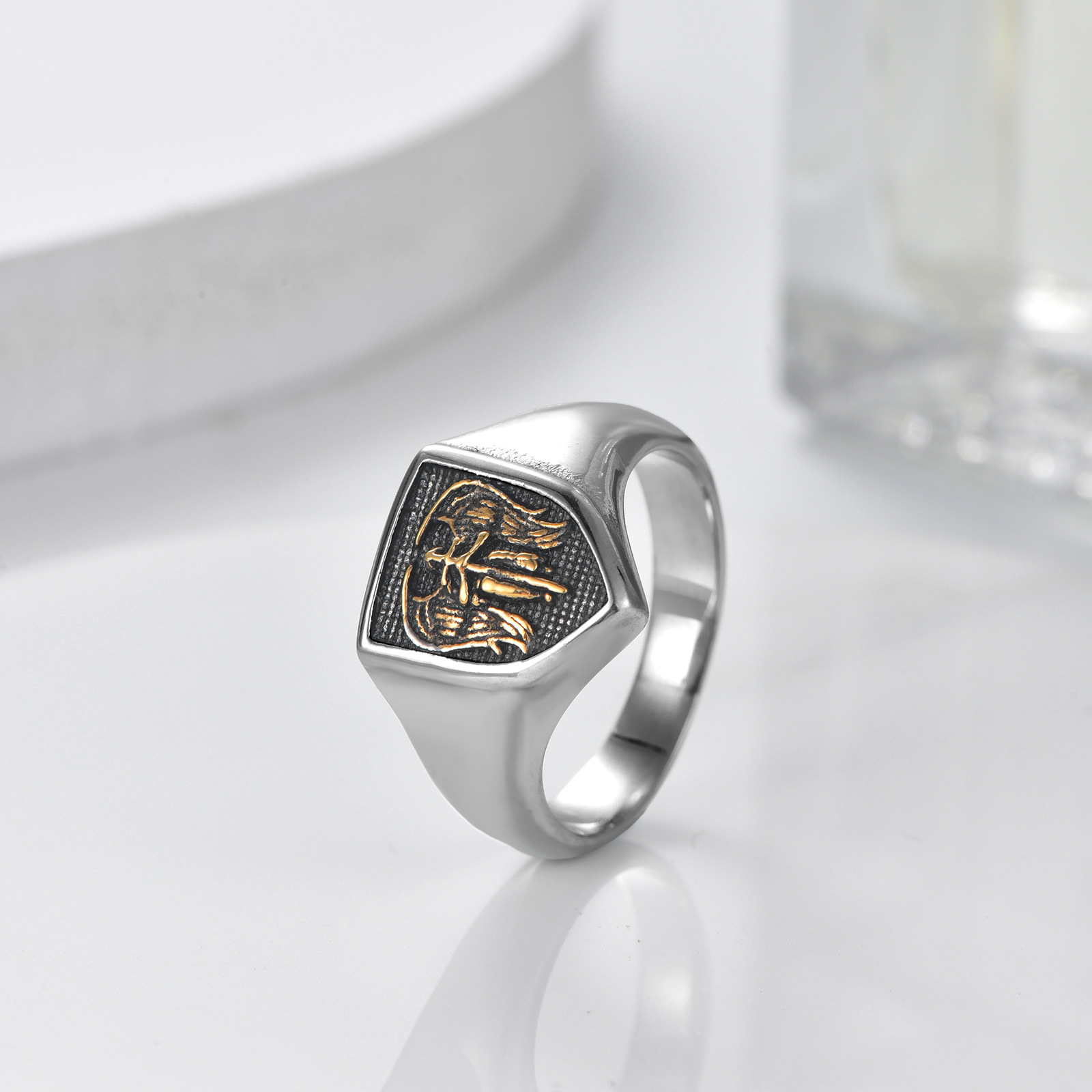304 Stainless Steel Material Geometric Pattern All Seasons Season Retro Classic Style Geometric 304 Stainless Steel Plating Men's Rings Men Signet Rings