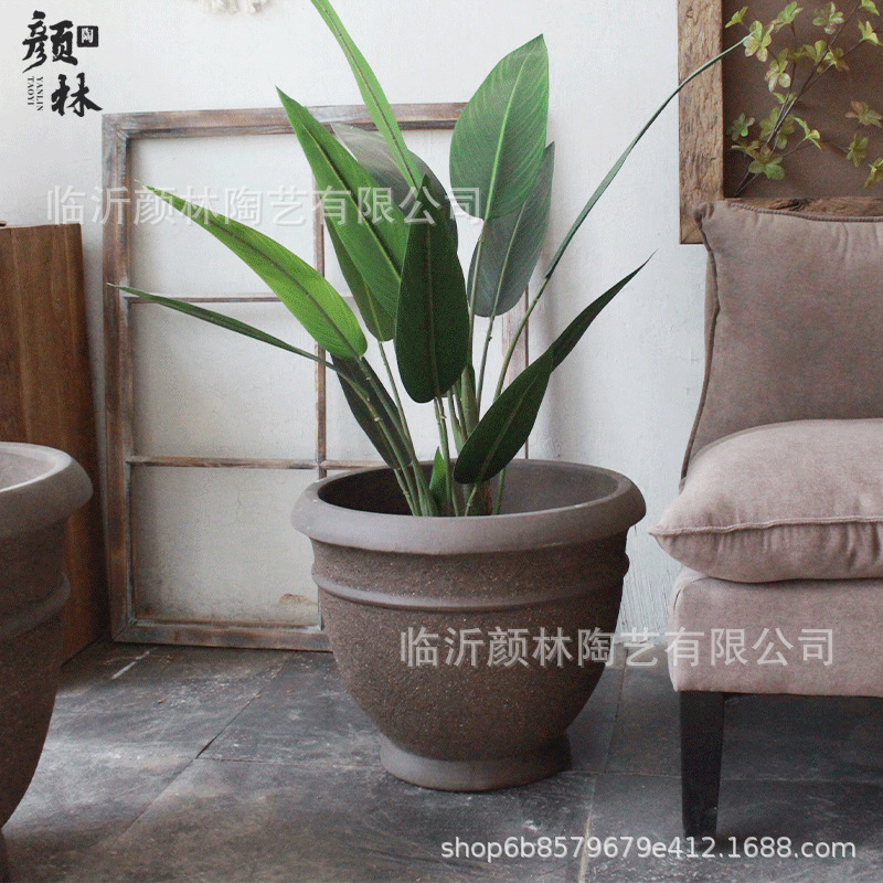 Plantas grandes macetas decoración de la villa de hierro árboles grandes macetas de arena púrpura macetas de cerámica gruesa macetas de cerámica marrón maceta