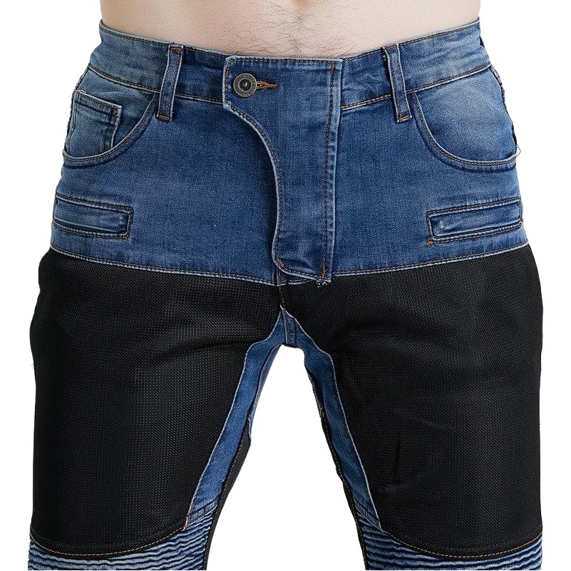 En stock K marca PK-719 motocicleta jeans hombres montar verano transpirable ciclismo pantalones estiramiento motocicleta resistente a la caída