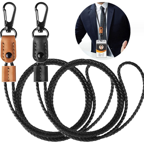 Cross-border office business document lanyard of the same style, work permit lanyard, PU leather adjustable portable mobile phone rope buckle