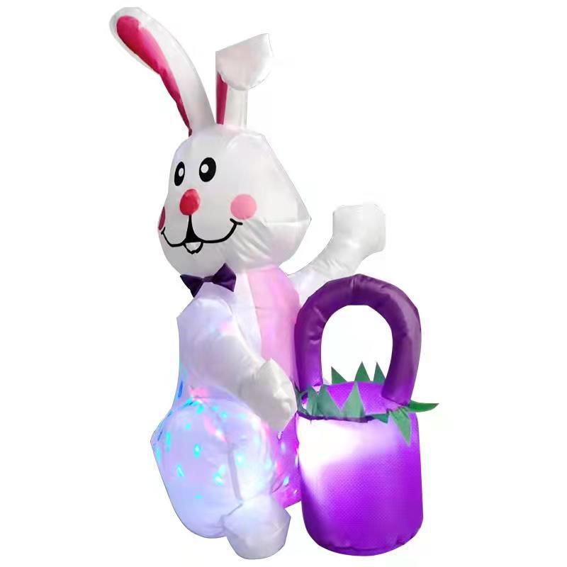 Conejo de Pascua modelo inflable 1,1 m inflable lindo conejo giratorio luces de colores decoración del patio transfronterizo Amazon