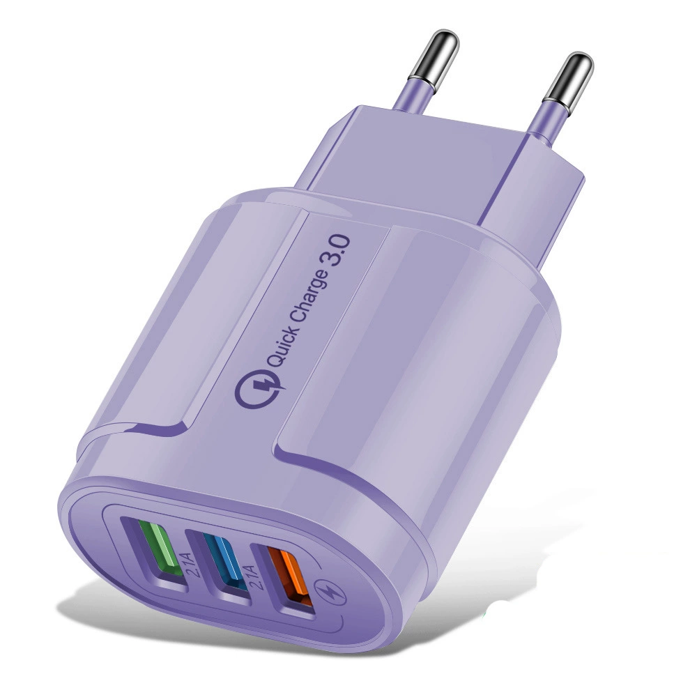 Зарядное устройство в цвете макарун, USB-зарядник с 3 портами, 5V 2A, адаптер для американской вилки