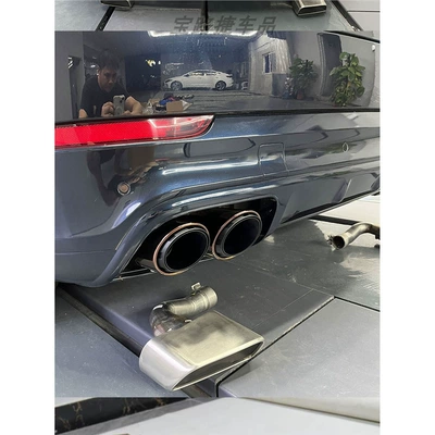Suitable for Porsche 18-25 New Cayenne Three-Layer Copper Tail Throat Gts Tail Mouth Turbo Square Mouth Four Exhaust