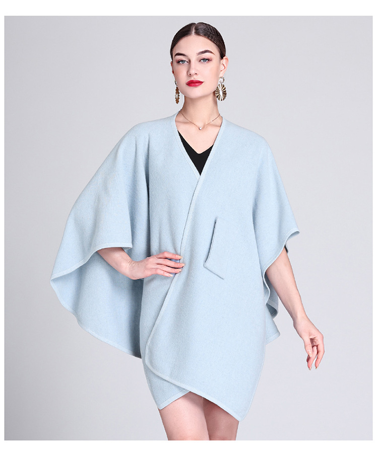Fashion cape cape with cape outside large size knitted cardigan loose coat women_voghion.com