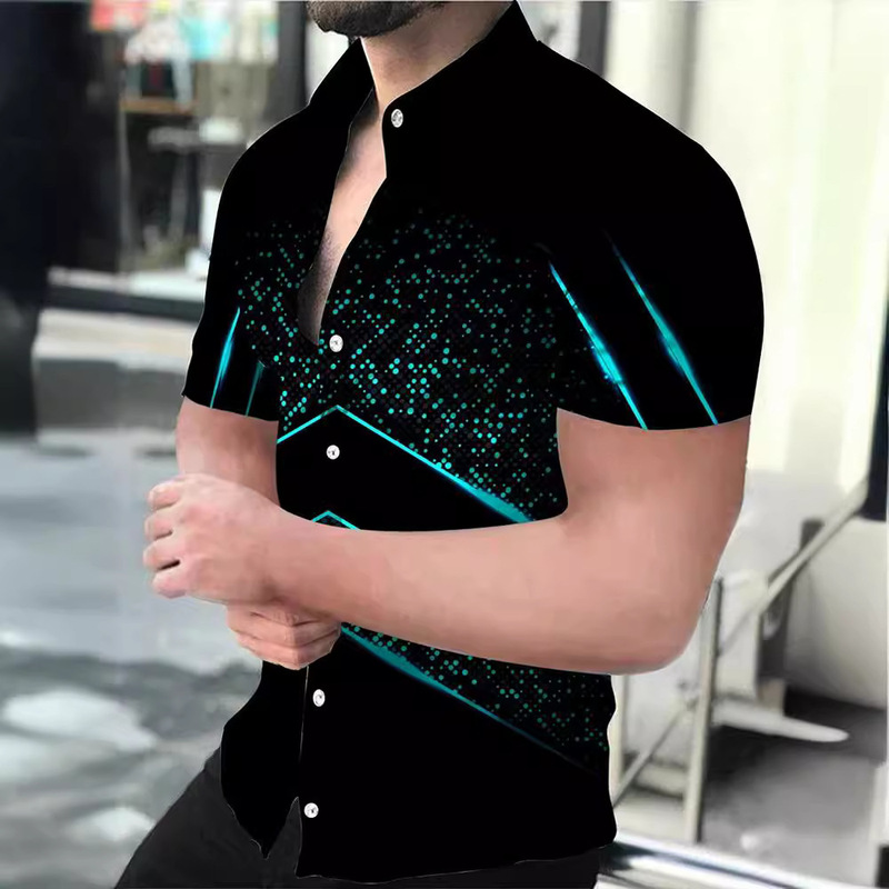 Luxury Shirt 3D Printing Button Shirt Men's Fashion Oversized Shirt Lapel Shirt Beach Camisas Business