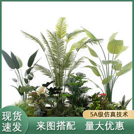 仿真植物天堂鸟旅人蕉服装店装饰假植物吊钟树龟背叶仿真绿植盆栽