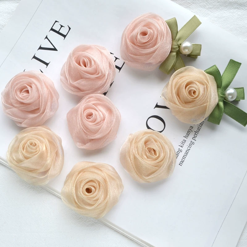 Марлевая ткань, ручной работы, бутоны роз, ручной работы, заколка для волос, материал, домашние аксессуары для волос, головной убор, веревка для волос, аксессуары для одежды