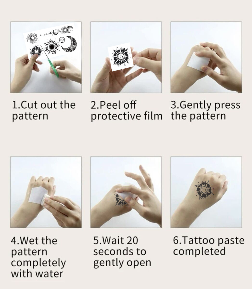 Sun Moon Transfer Decal Tattoos & Body Art 10 PCS/Package display picture 4