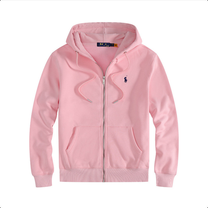 Cross-Border Exclusive Supply of Rl Men's Pure Cotton Hooded Sweatshirt, Zip-Up Cardigan, Solid Color Embroidered Pony Logo, Foreign Trade Casual Hoodie