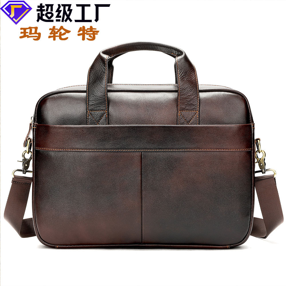 New business men's briefcase genuine leather retro first layer cowhide computer handbag business trip briefcase wholesale