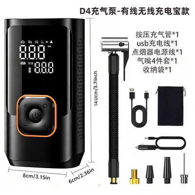 Preset Tire Pressure, Suitable for – Hava nasosu - d4-air-pump-wired-wireless-power-bank-model
