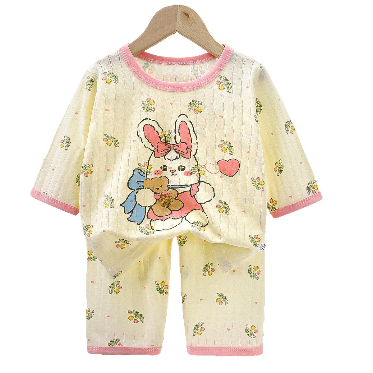 Set de ropa de hogar infantil algodón de verano pijama de niño de verano siete mangas de dos piezas de ropa de aire acondicionado de niñas ropa infantil image 5