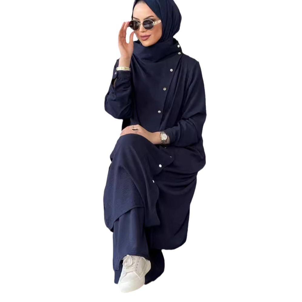 Muslim women's clothing Arabic style two-piece 2024 Spring Autumn new long sleeved shirt and pants set_voghion.com