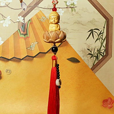 Ring Double Ring Small Buddha | Car hanging - changliu-su-xiao-buddha-pendant-red