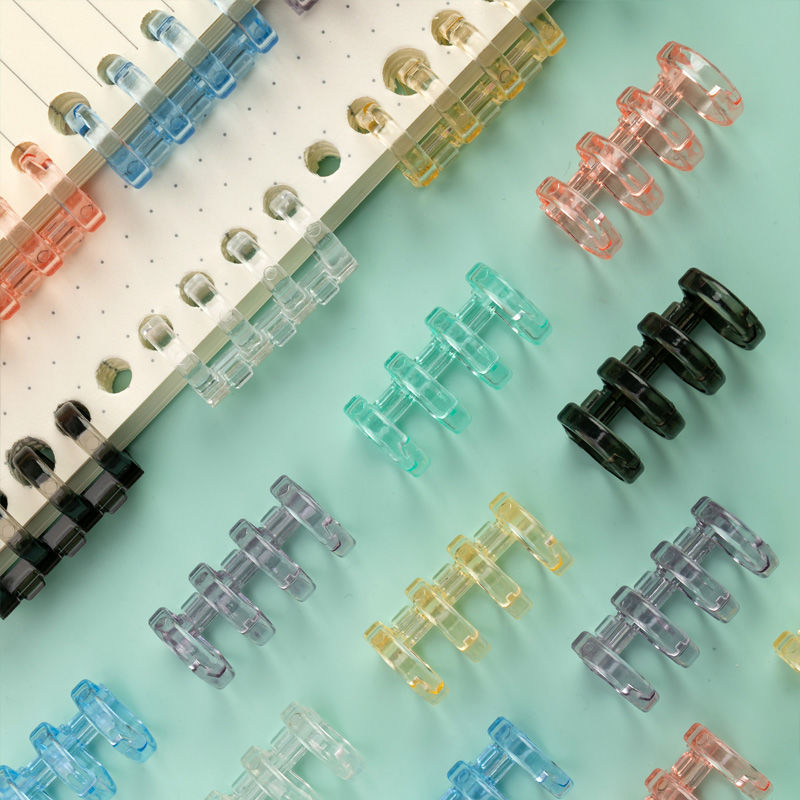 4 agujeros de anillo de hoja transparente anillo de libro DIY bobina anillo de agujeros de agujeros de anillo de libro de mano hebilla de plástico carpeta de archivos de almacenamiento