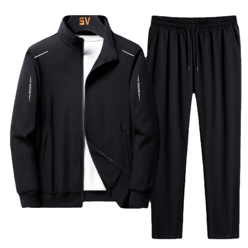 Conjunto deportivo transfronterizo para hombre, primavera y otoño, chaqueta holgada con cuello alto, pantalones de pierna recta de talla grande, conjunto de dos piezas, sudadera para hombre, comercio exterior.