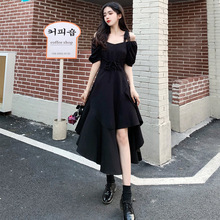 黑色蕾丝吊带连衣裙女夏季新款赫本风设计感小众不规则长裙子批发