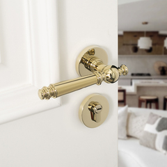 法式復古金色鋅合金臥室門鎖 LELON輕奢房門把手磁吸靜音執手鎖具