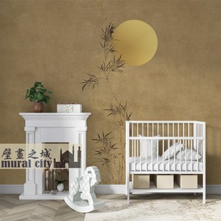 New Chinese Style Retro Wallpaper Ancient Style Bamboo Moon Wallpaper Classical Zen Wall Cloth Live Broadcast Room Background Wallpaper
