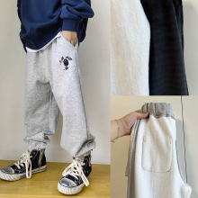 25冬儿童不倒绒加绒加厚男童运动卫裤猿猴刺绣中大童保暖微弹长裤