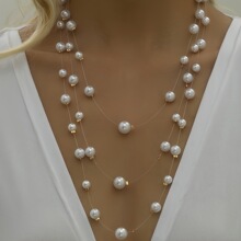 P 60261 Multi-layer Pearl Necklace 多层珍珠项链 欧美跨境