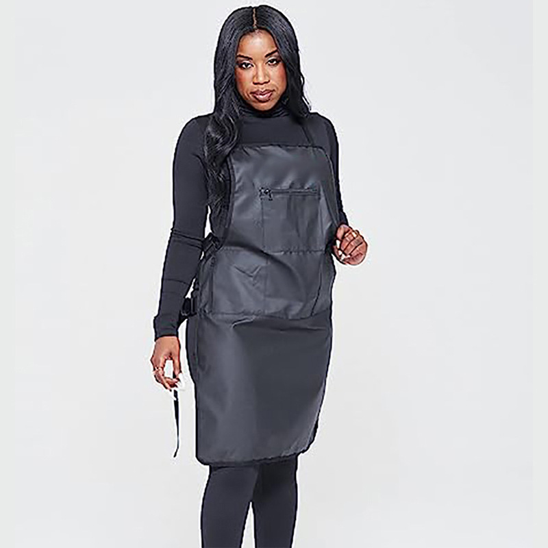 Fabricante delantal impermeable bolsillo con cremallera manicurista peluquería ropa de trabajo logo personalizado impermeable a prueba de aceite