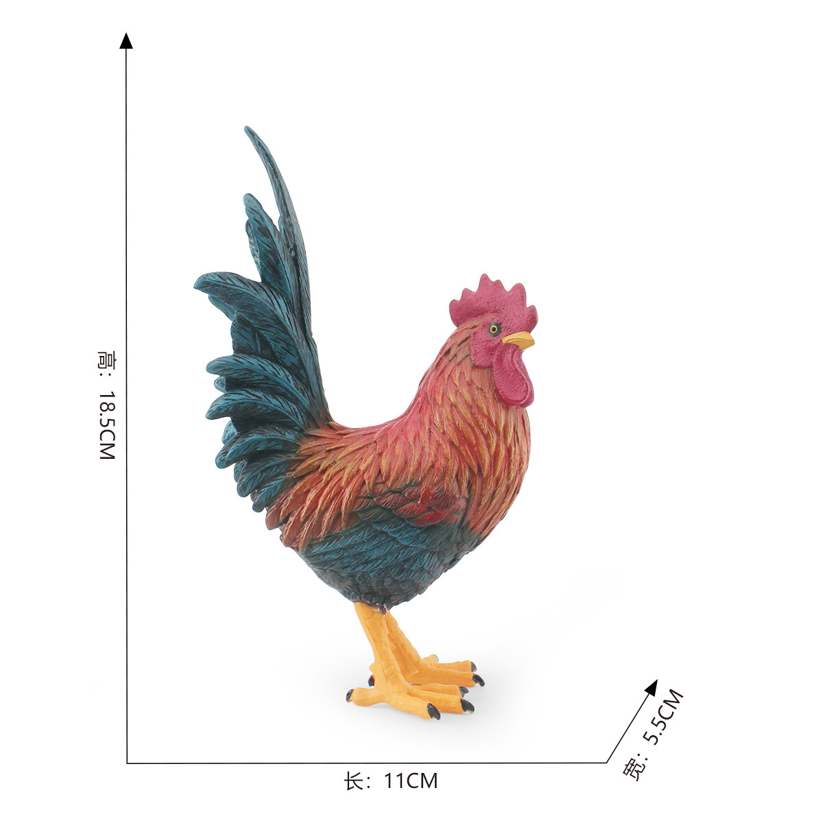 Cruzar la frontera de simulación de granja de aves de corral de los animales modelo de gallo niños cognitiva polla de plástico sólido estática decoración de juguete