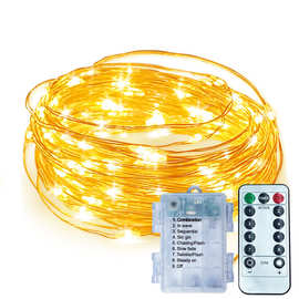 LED3AA电池盒铜线灯串遥控防水盒八功能星星彩灯卧室装饰IP55防水