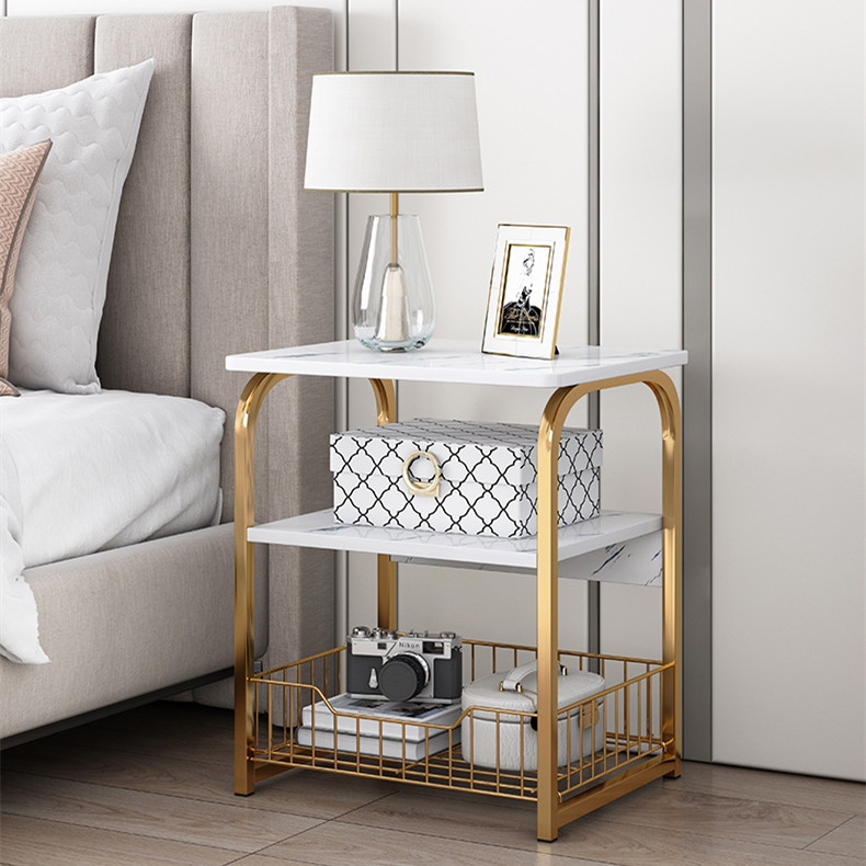 Wrought Iron Bedside Table, Simple and Modern, Small Bedroom, Simple and Luxurious Bedside Shelf, Mini Storage and Storage Customization
