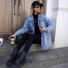 现货-20808#跨境欧美亚马逊宽松夹克时尚爆款女装夹克牛仔外套