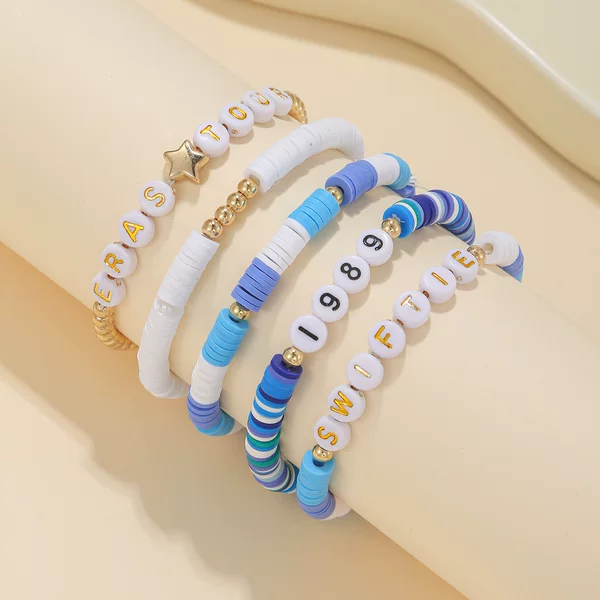 Amazon Taylor fan bracelet elastic personality color letters multi-layer beaded bracelet suit manufacturers in stock