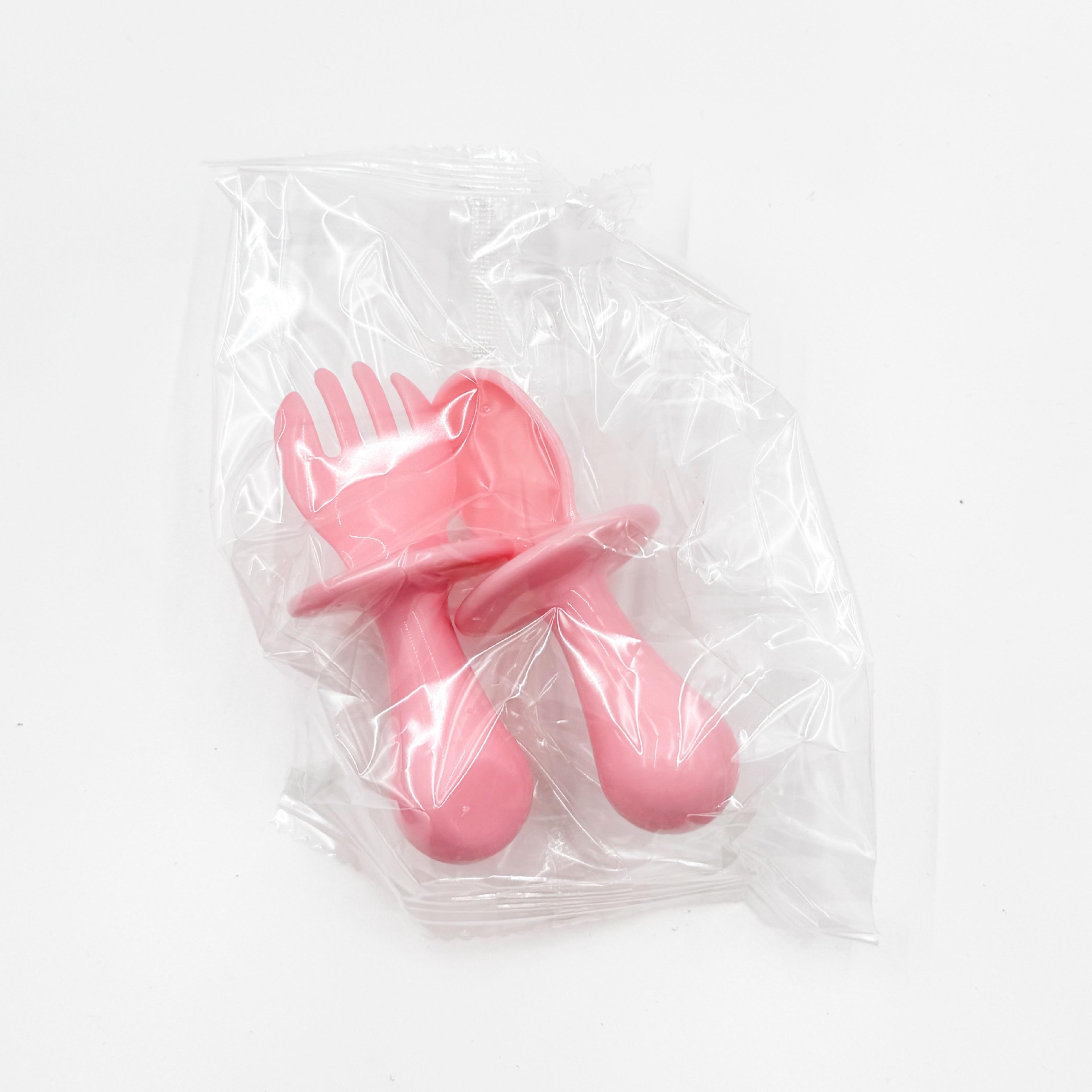 Suministro directo de fábrica cuchara de bebé niños suplemento alimenticio tenedor cuchara niños aprenden comida cuchara de entrenamiento cuchara anti-estrangulamiento mango corto tenedor cuchara