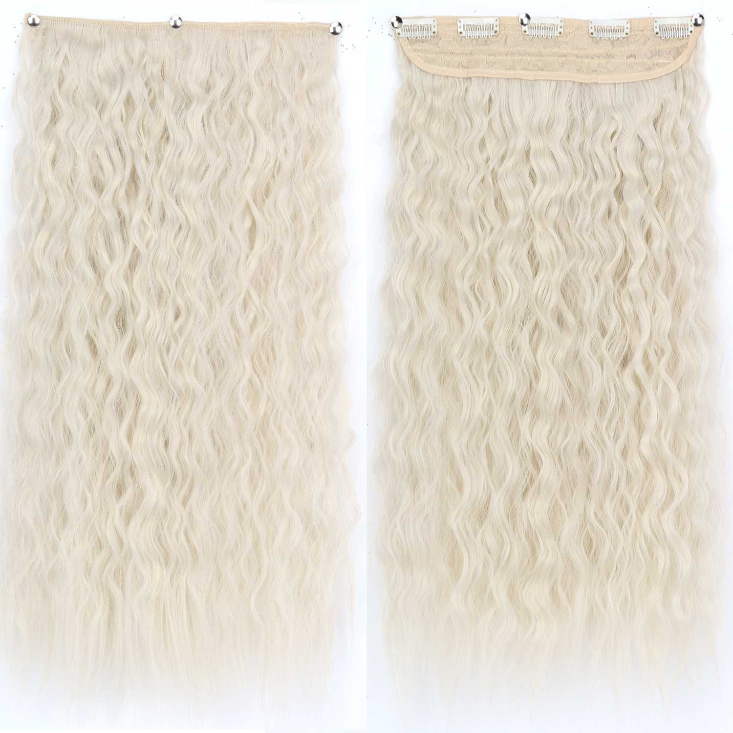 Peruca de cabello de mujer estilo de maíz caliente rizado largo de cabello de onda de cinco tarjetas