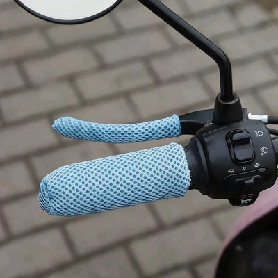 Mesh Breathable Electric Vehicle Handlebar Cover, New Summer Model, Motorcycle and Tricycle Handlebar Protective Cover, Non-Slip, Sweat-Absorbent, Universal Type (Handlehold cover) - 1-pair-of-sky-blue-breathable-tram-handle-gloves-breathable-and-sweat-absorbent-routine