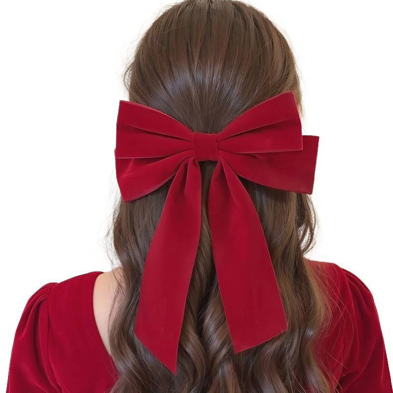 Niños de Año Nuevo gran arco rojo tocado de cabello de vestido chino para niñas bordas lindas tarjetas de cabello para niñas de Año Nuevo clip para el cabello