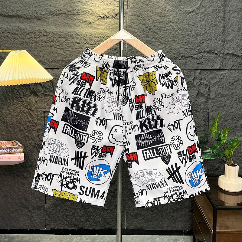 Trendy Hip-Hop Casual Shorts Summer Thin Loose Beach Shorts High Street Ins Fashion Printed Stylish Five-Point Shorts Trendy Hip-Hop Casual Shorts Summer Thin Loose Beach Shorts High Street Ins Fashion Printed Stylish Five-Point Shorts