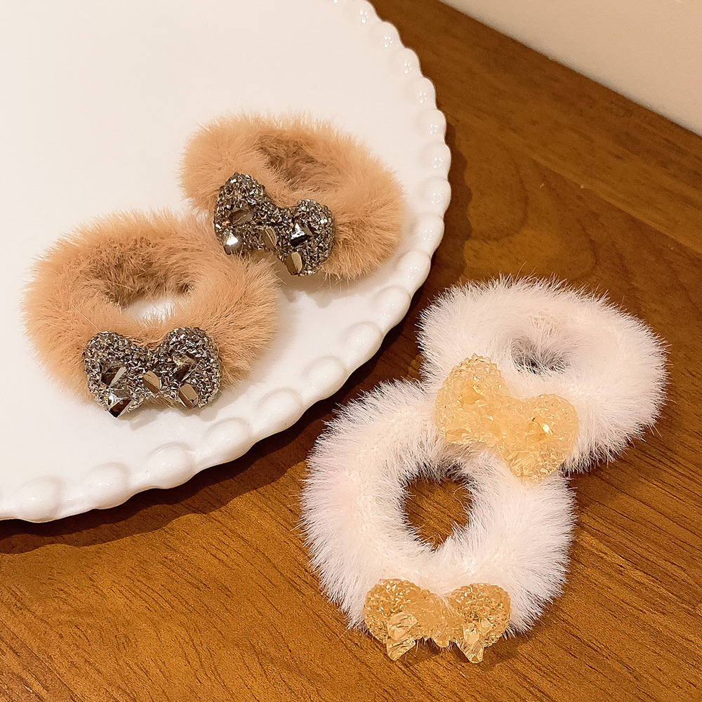 Arco banda de goma niñas 'pelo corbata de pelo cuerda otoño e invierno nuevo felpa pelo banda alta elástico durable pelo cuerda pelo accesorios